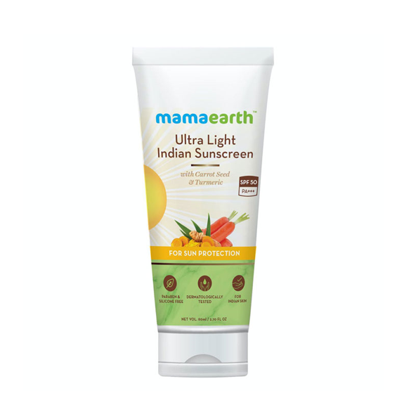 Mamaearth ultra light indian sunscreen SPF50 PA+++ 50ml