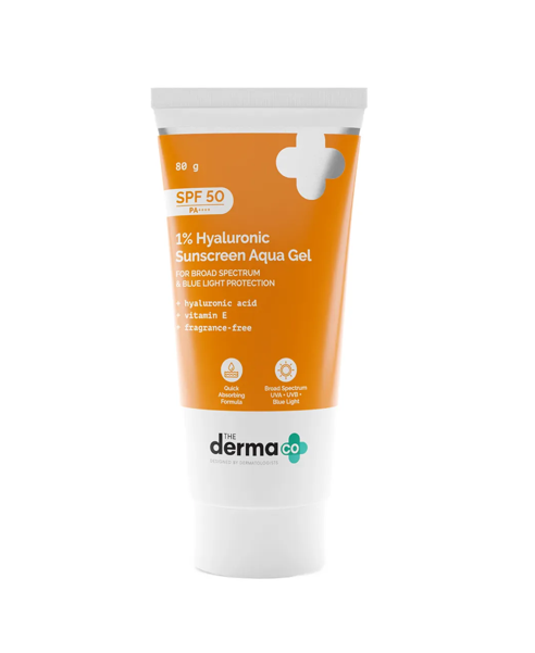 The Derma Co 1% Hyaluronic Sunscreen Aqua Gel with SPF 50 & PA++++ 80g